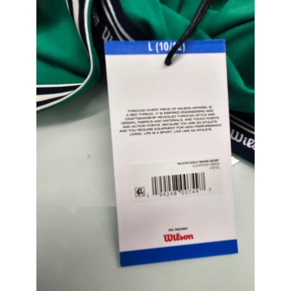 Wilson Girls Tennis Skort Green Polyester Blend Athletic Size Large